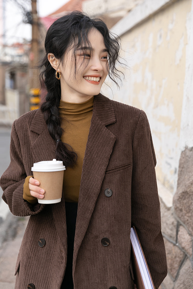 Corduroy Double Breasted Blazer Jacket (7 Colors)