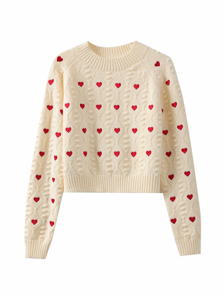 Little Hearts Embroidered Sweater (2 Colors)