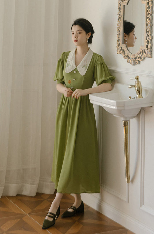 Bluebell Floral Midi Dress (Green)