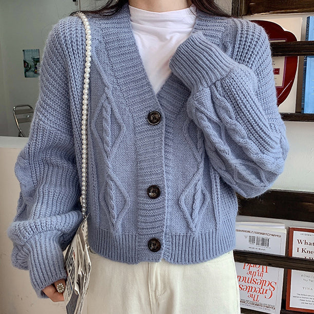 Cropped Cable Knit Cardigan (6 Colors)
