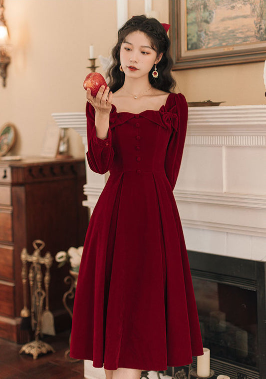 Poison Apple Suede Midi Dress (Red)