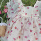 Strawberry Babydoll Puff Sleeve Dress (Cream) No