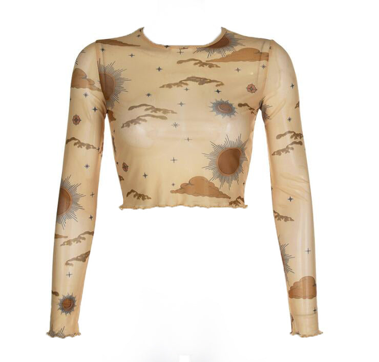 Sun & Moon Mesh Crop Top (2 Colors)