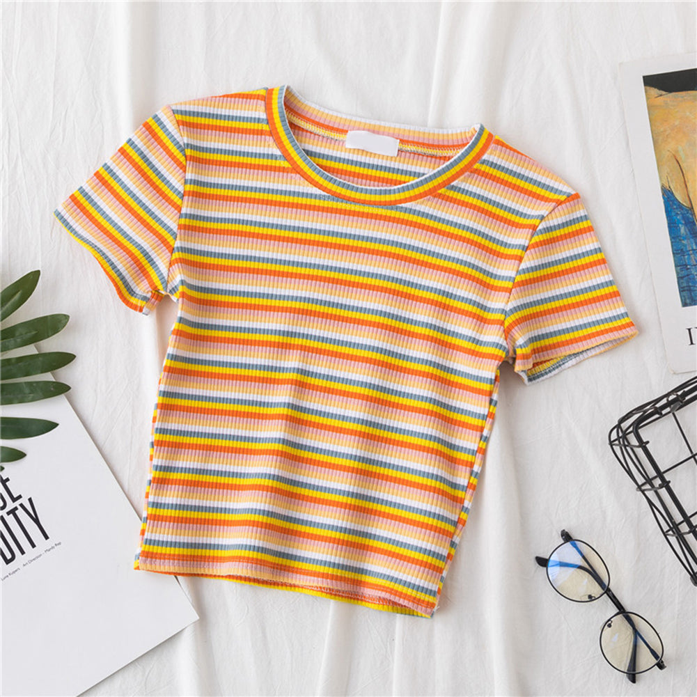 Rainbow Stripe Crop Top (4 Colors)