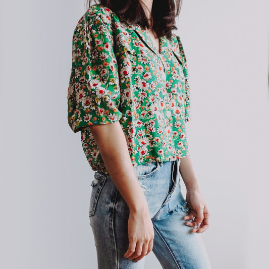 Vintage Daisy Cropped Blouse (3 Colors)