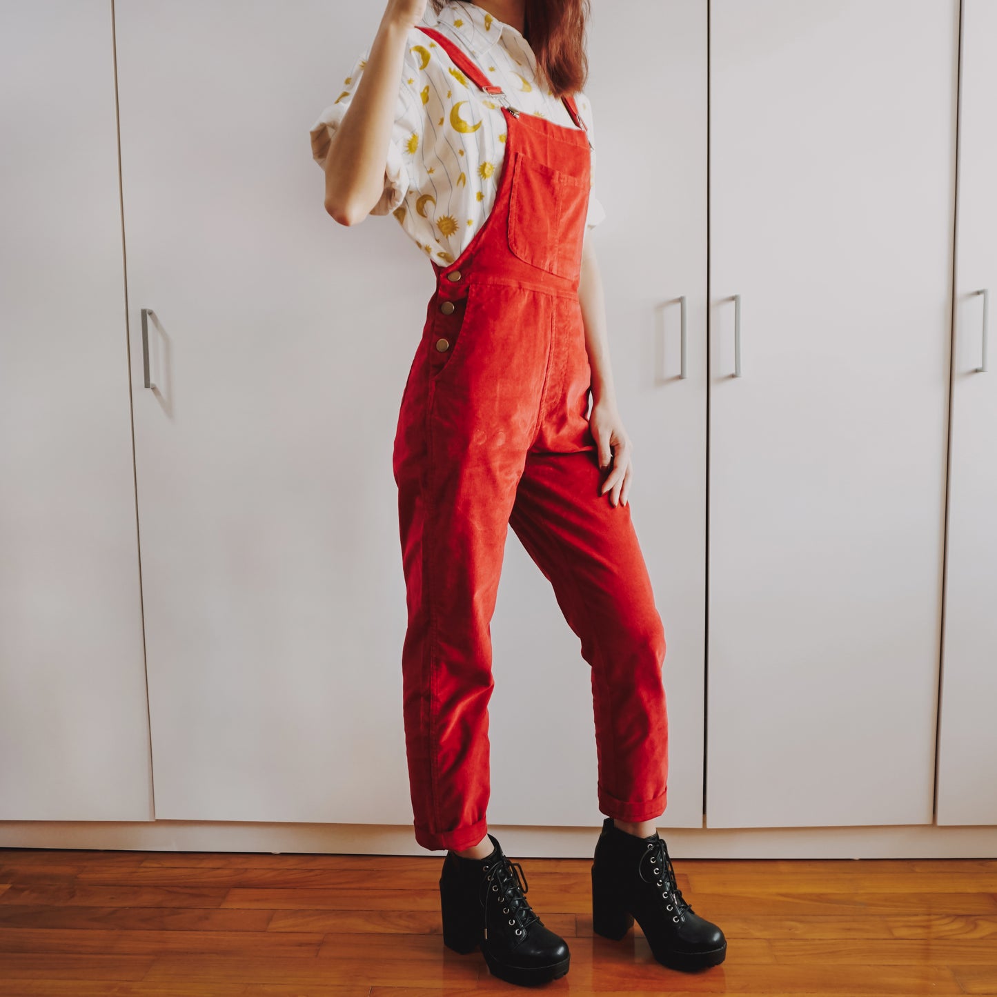 Corduroy Overalls (Deep Red)