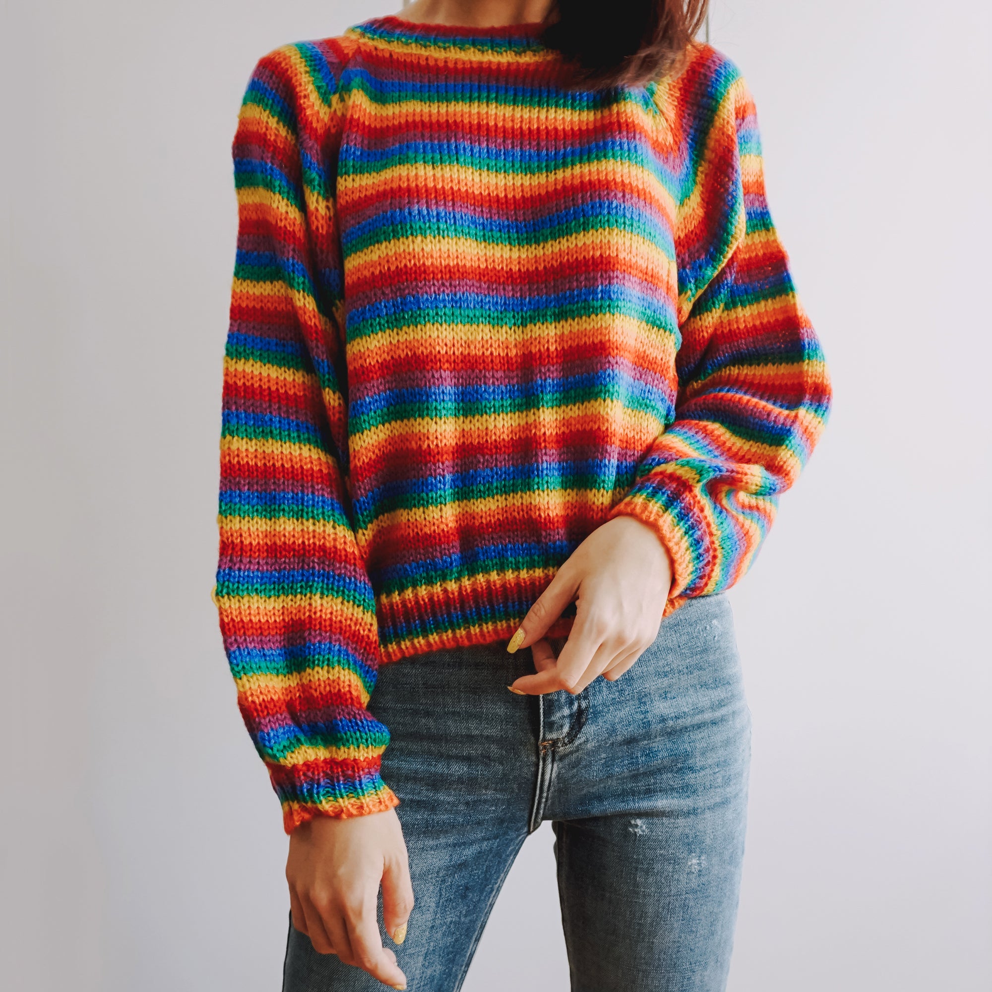 fravær plyndringer bryder daggry Rainbow Stripe Knit Sweater (Multicolor) – Megoosta Fashion
