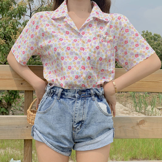Retro Rainbow Daisy Shirt (Multicolor)