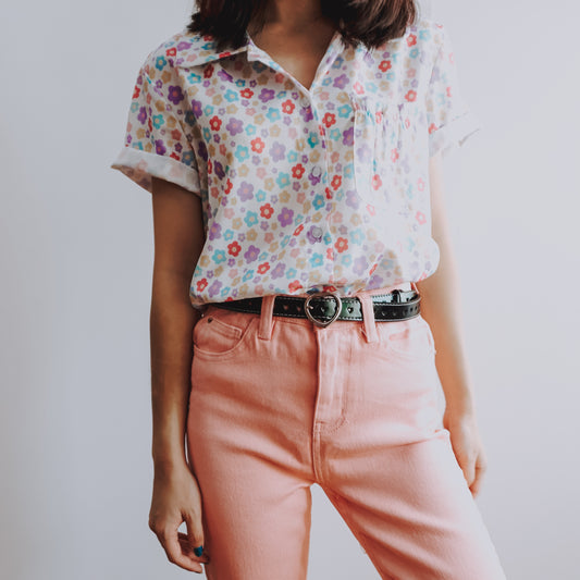 Retro Rainbow Daisy Shirt (Multicolor)