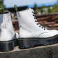 Chunky Platform Combat Boots (White)