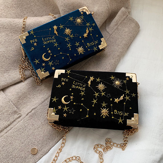 constellation backpack leather Moon and Stars Mini Crossbody Bag, Black