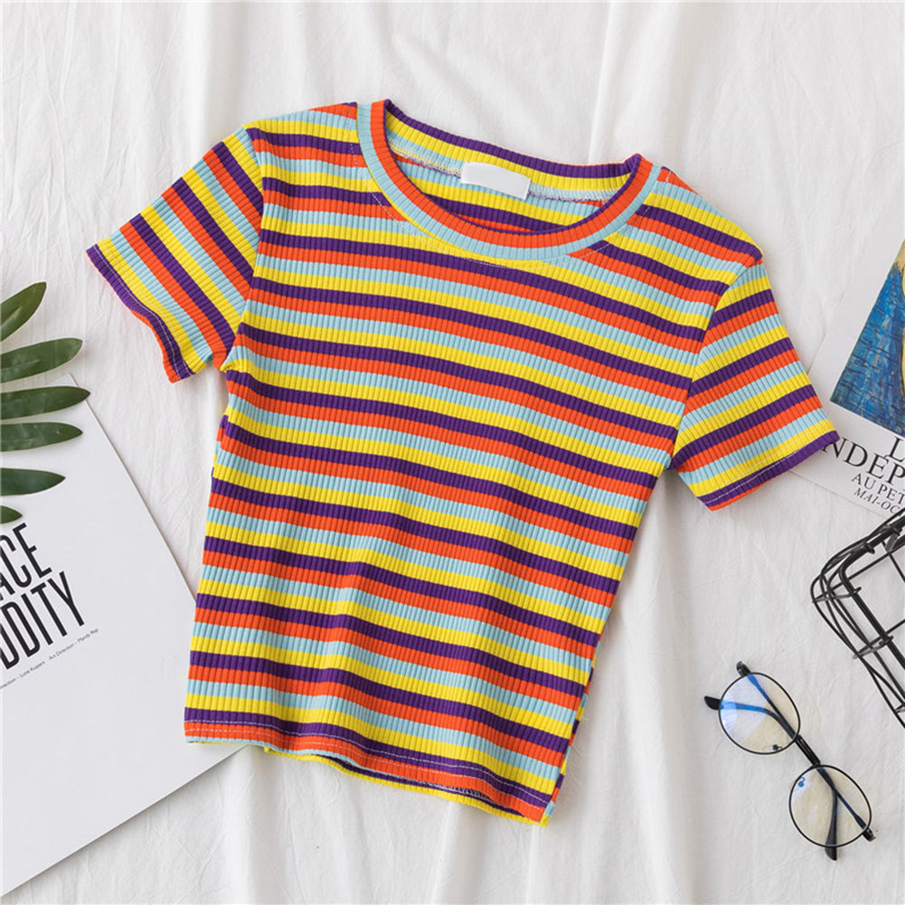 Rainbow Stripe Crop Top (4 Colors)