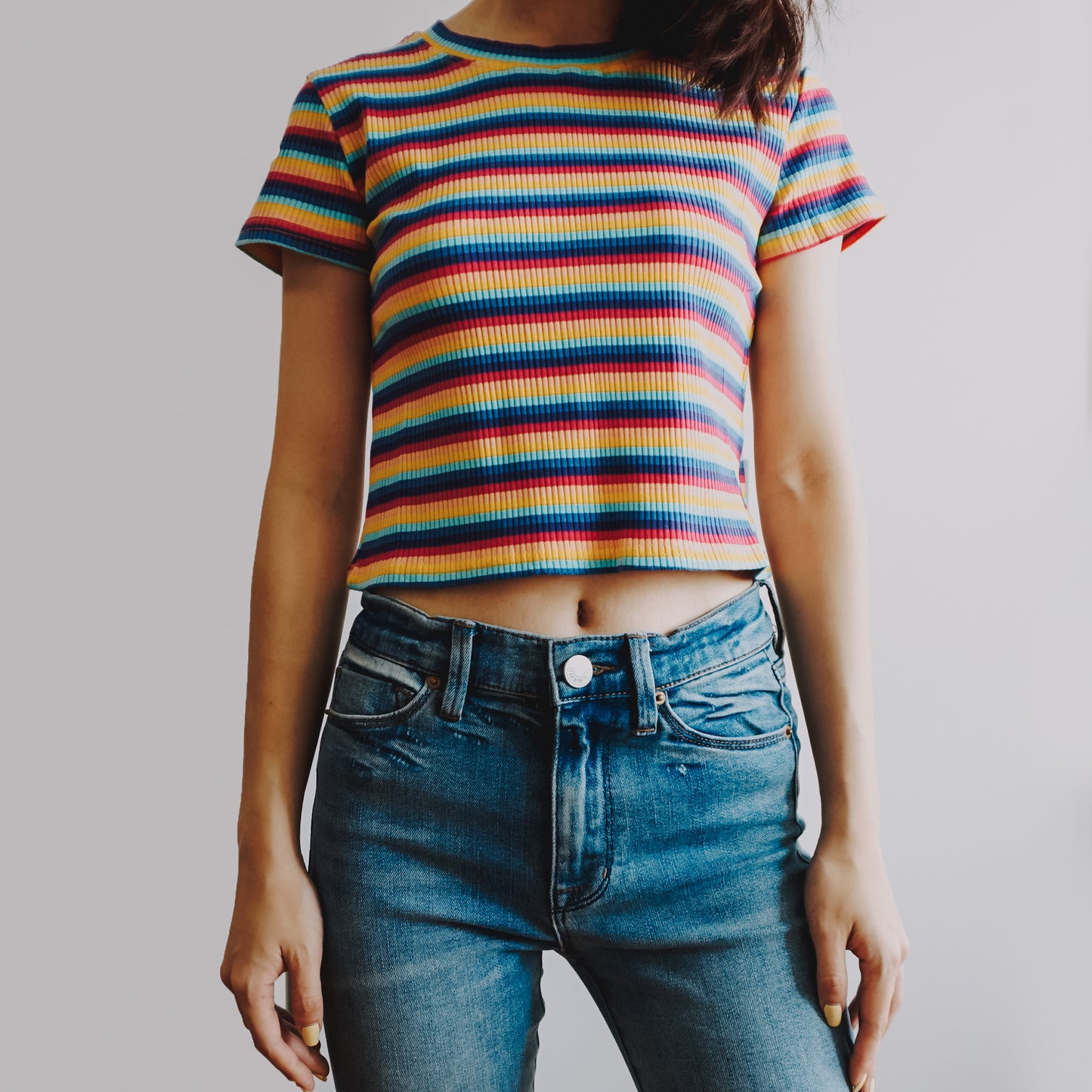 Rainbow Stripe Crop Top (4 Colors)