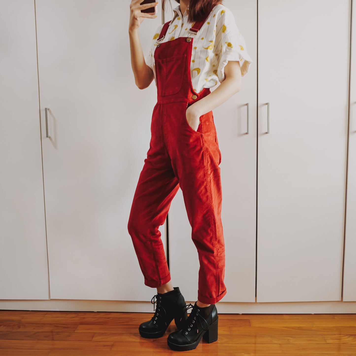 Corduroy Overalls (Deep Red)