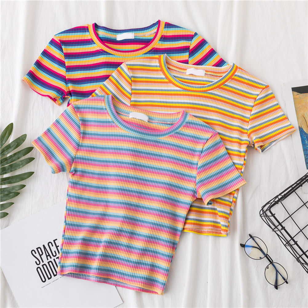 Rainbow Stripe Crop Top (4 Colors)