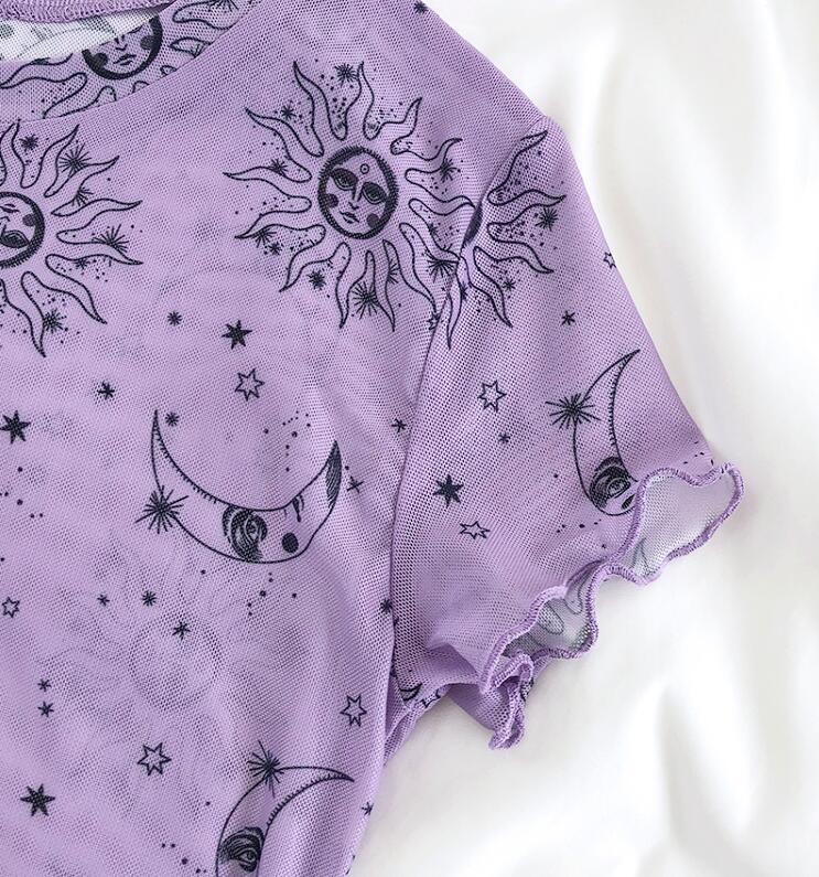 Celestial Mesh Crop Top (Purple)