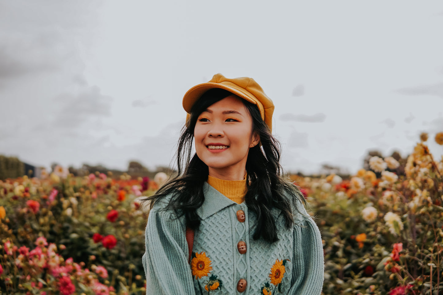 Sunflower Collared Cardigan (Sage)