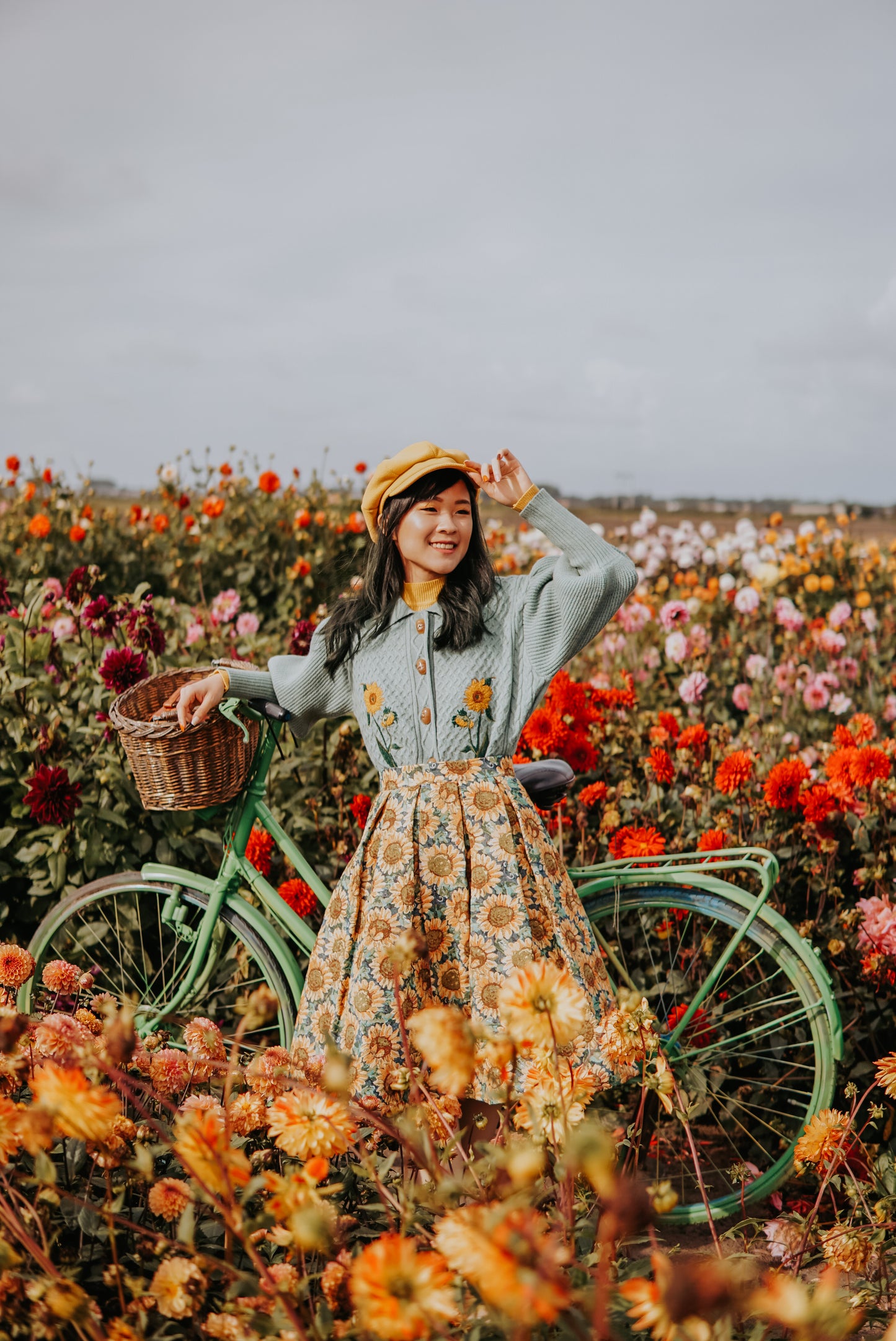Sunflower Collared Cardigan (Sage)