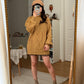 Chunky Cable Knit Turtleneck Sweater (Golden Yellow)