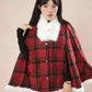 Merry Plaid Mini Dress & Capelet Set (Red)