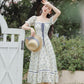 Porcelain Rose Lace Up Midi Dress (White/Blue)