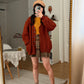 Chunky Cable Knit Cardigan (Burnt Caramel)