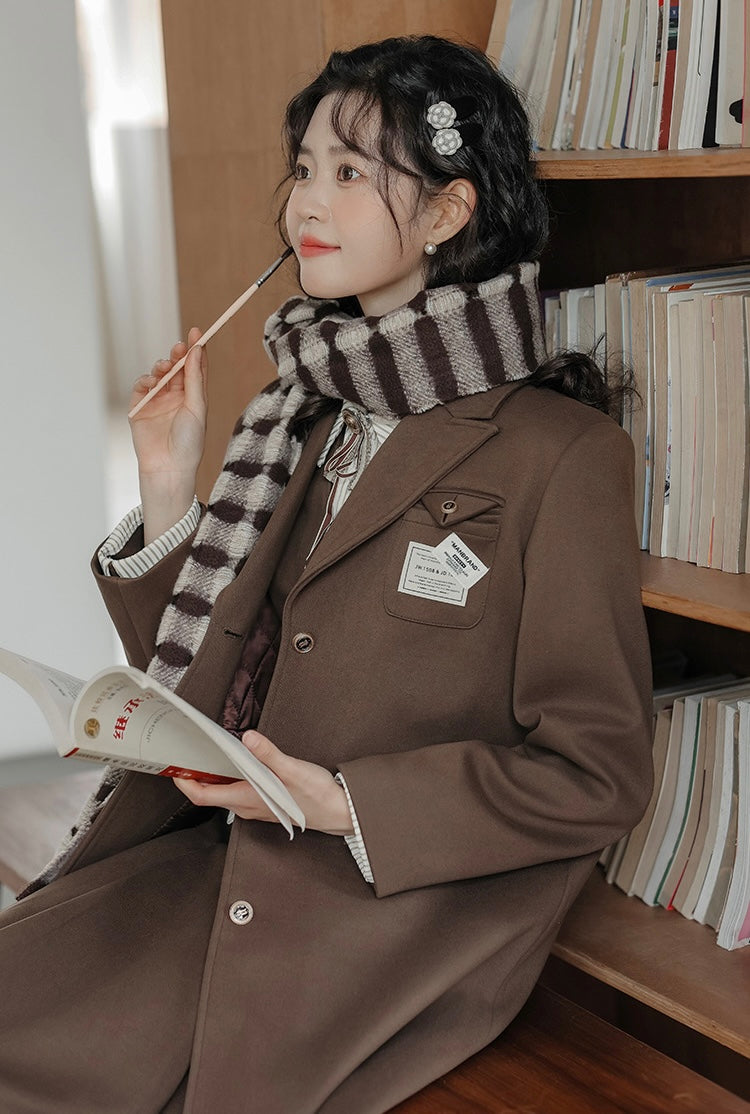 Academia Longline Blazer Jacket (Mocha Brown)