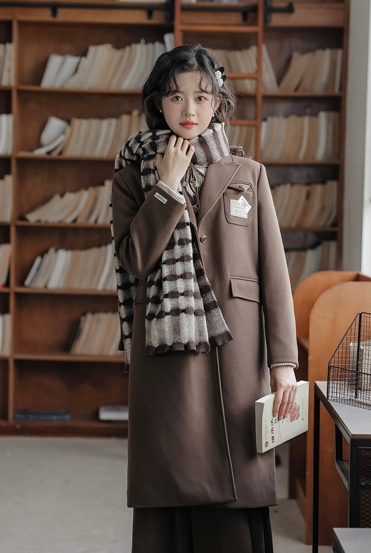 Academia Longline Blazer Jacket (Mocha Brown)