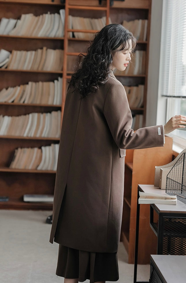 Academia Longline Blazer Jacket (Mocha Brown)