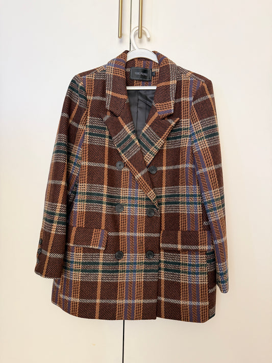 Forest Plaid Blazer Jacket (Brown)