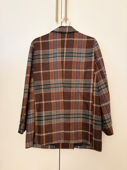 Forest Plaid Blazer Jacket (Brown)
