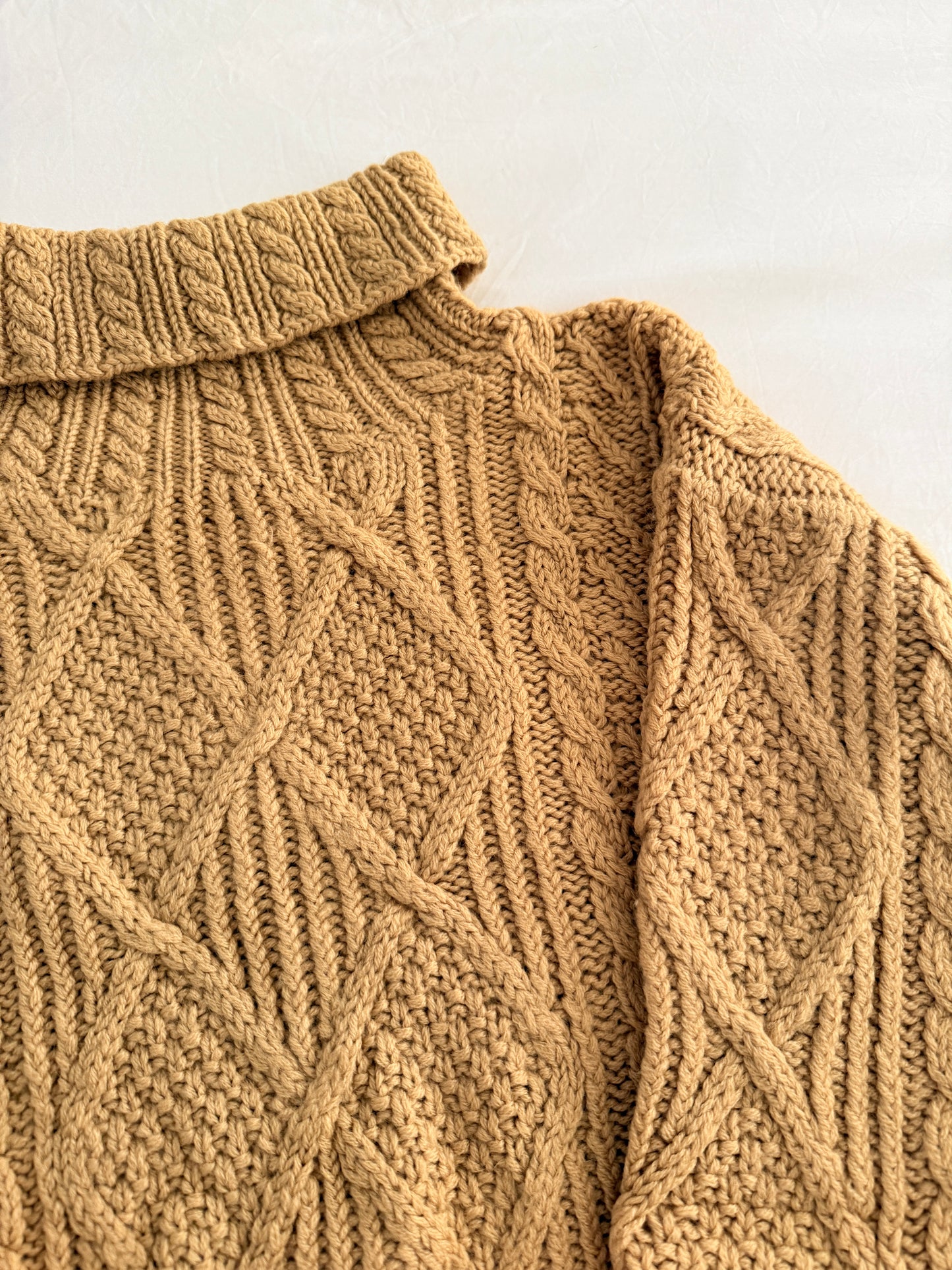 Chunky Cable Knit Turtleneck Sweater (Golden Yellow)