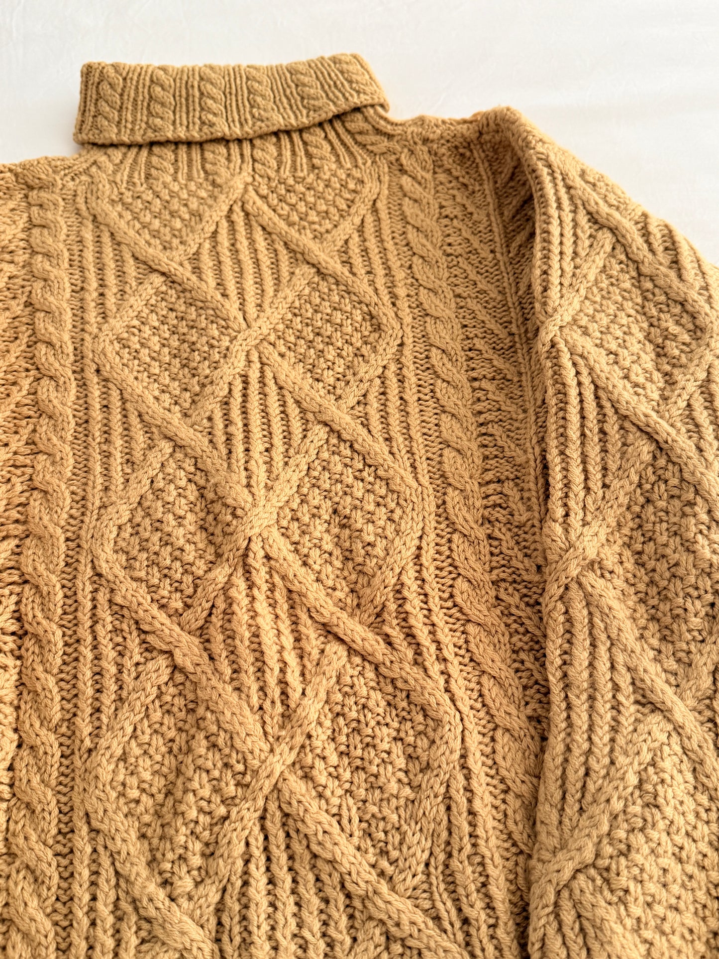 Chunky Cable Knit Turtleneck Sweater (Golden Yellow)