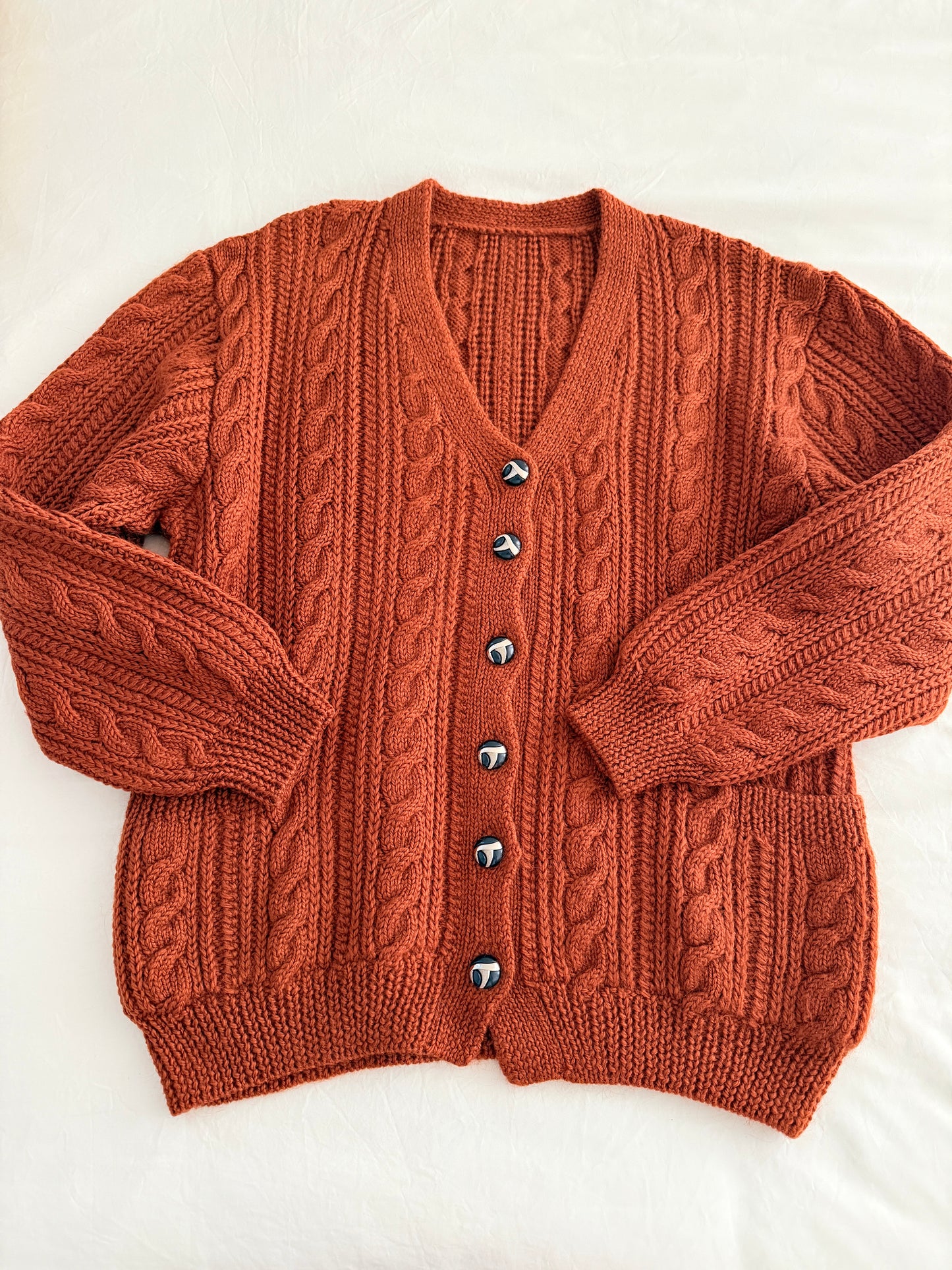 Chunky Cable Knit Cardigan (Burnt Caramel)
