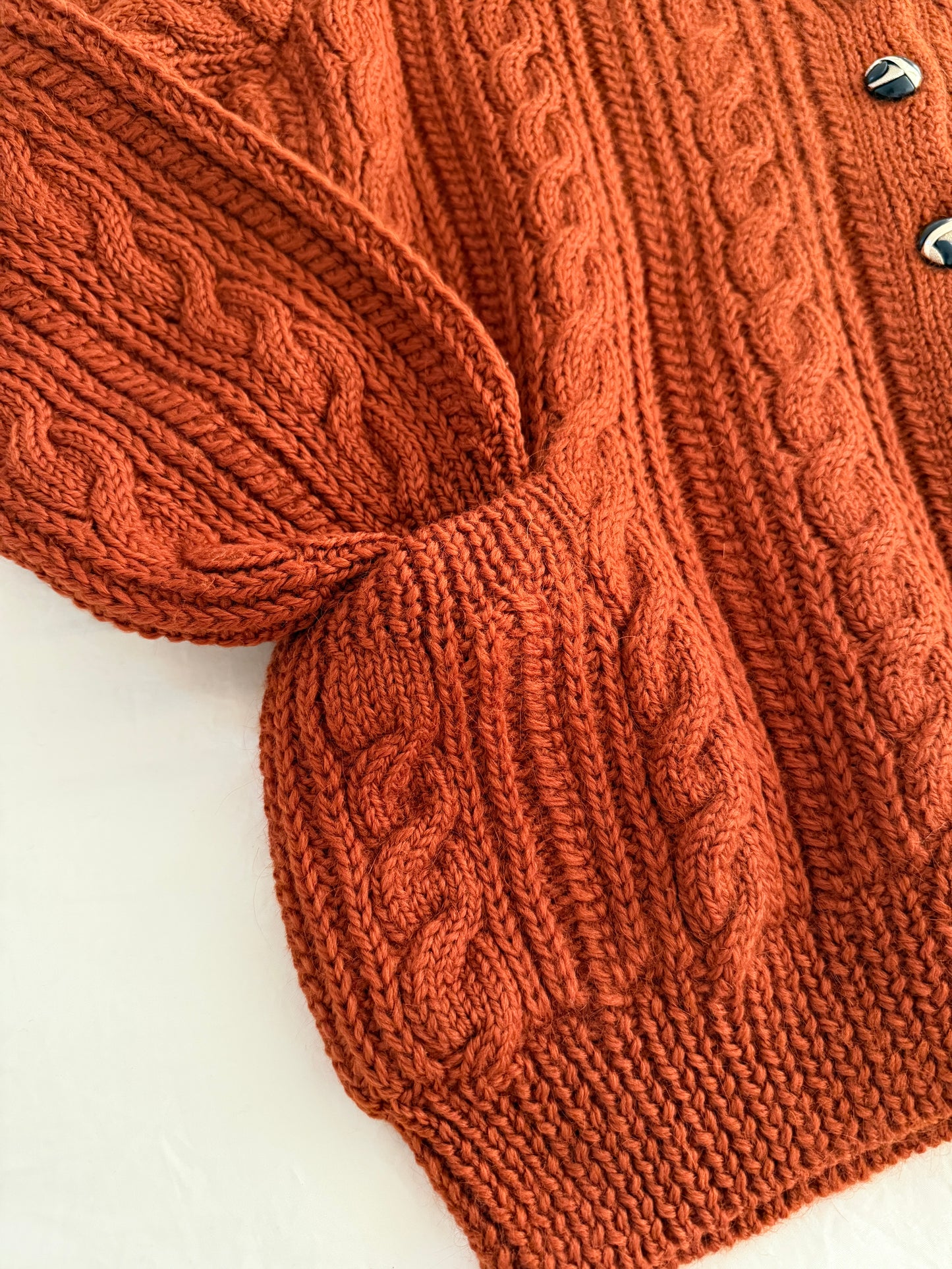Chunky Cable Knit Cardigan (Burnt Caramel)