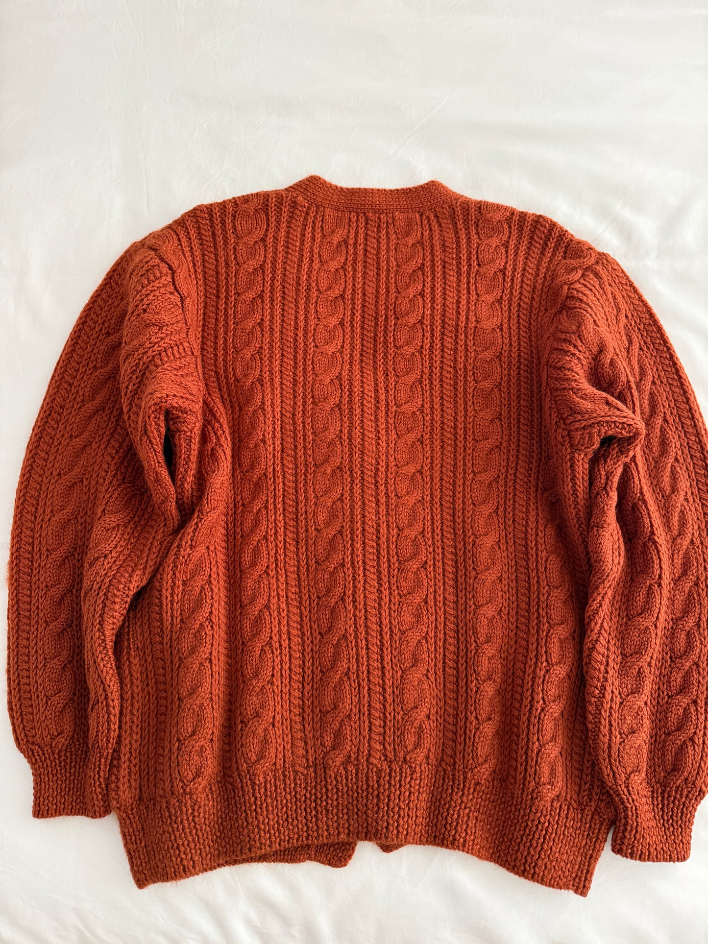 Chunky Cable Knit Cardigan (Burnt Caramel)