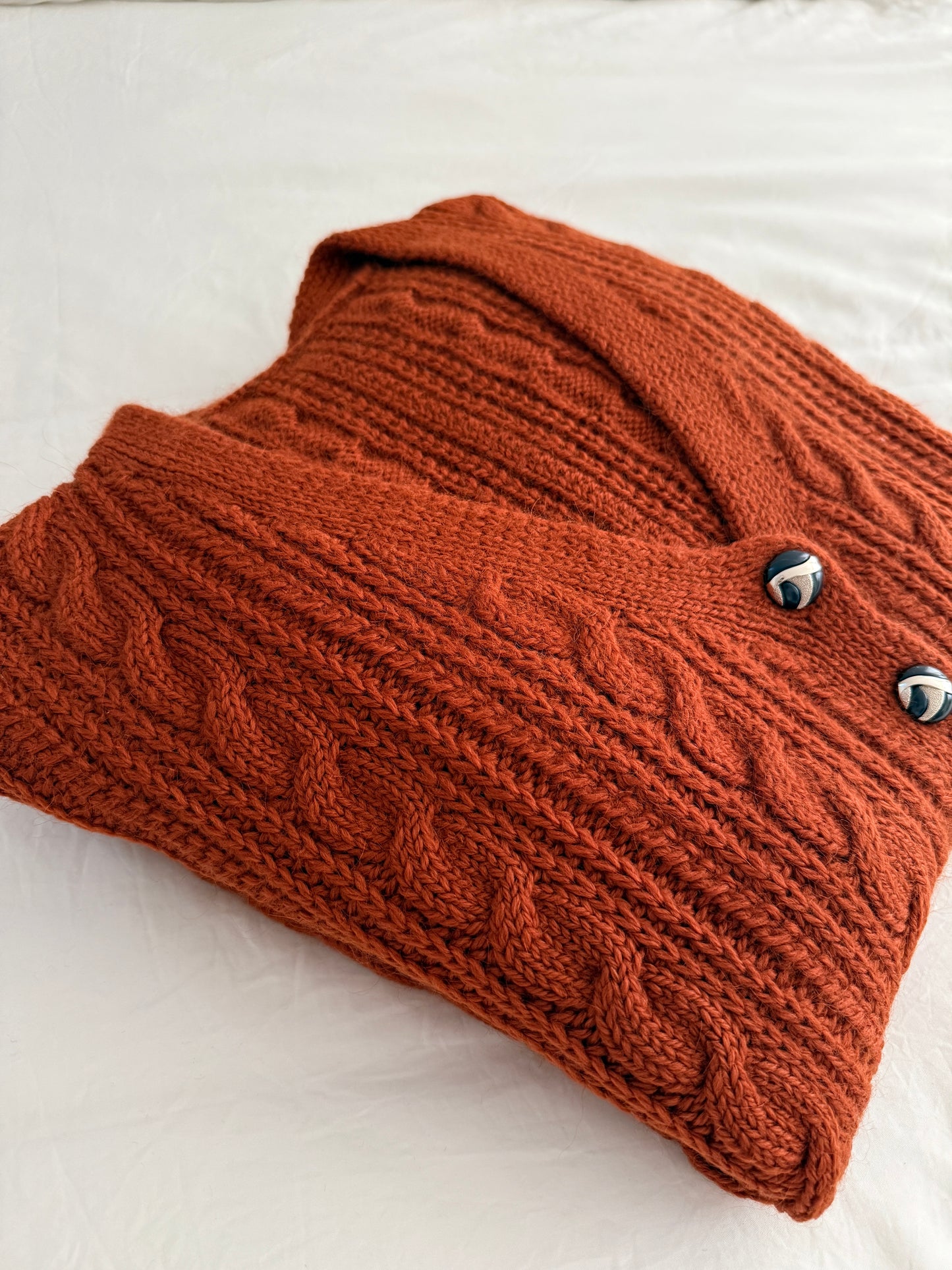 Chunky Cable Knit Cardigan (Burnt Caramel)