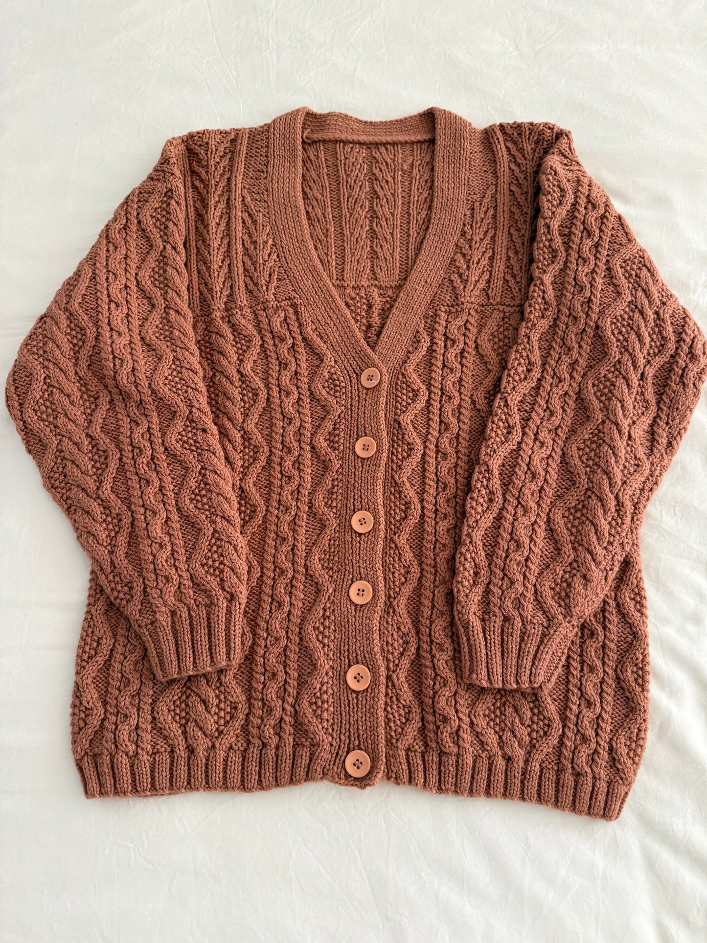 Chunky Cable Knit Cardigan (Blush Pink)