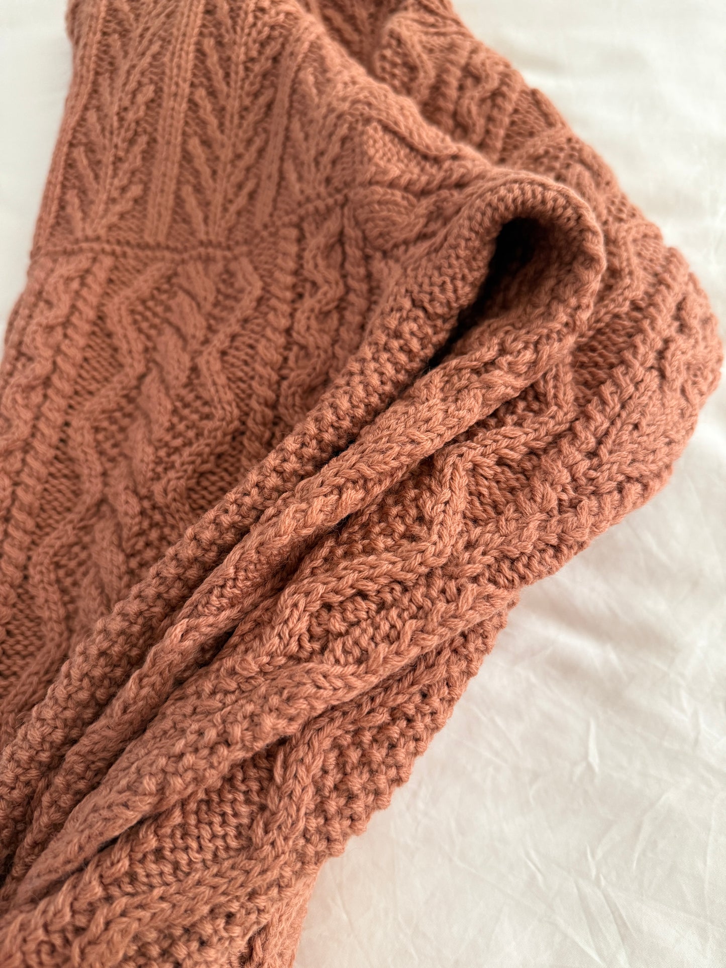 Chunky Cable Knit Cardigan (Blush Pink)
