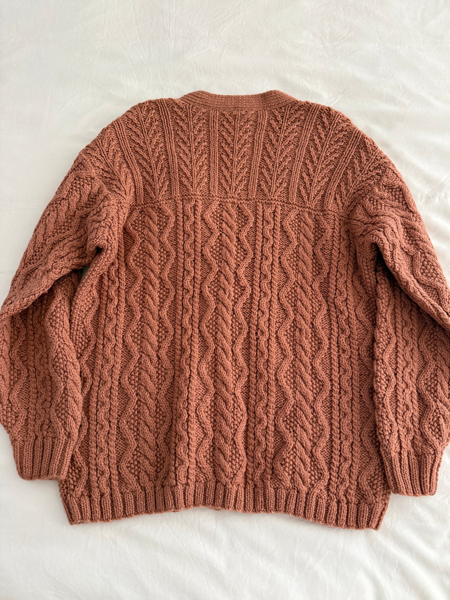 Chunky Cable Knit Cardigan (Blush Pink)
