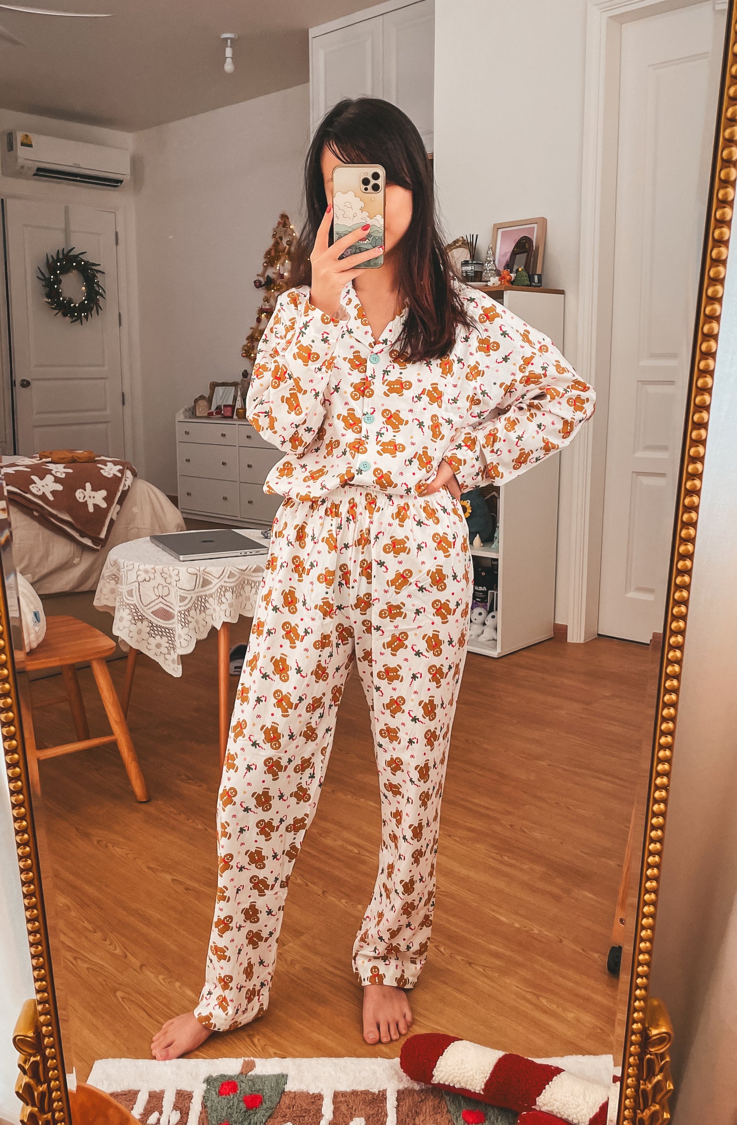 Gingerbread Pyjamas Set (White)