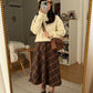 Oxford Plaid Midi Skirt (Brown)