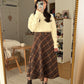 Oxford Plaid Midi Skirt (Brown)