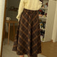Oxford Plaid Midi Skirt (Brown)