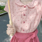 Polka Dot Bow Twofer Midi Dress (Pink)