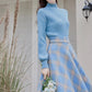Frozen Plaid Midi Skirt (Blue)
