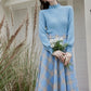 Frozen Plaid Midi Skirt (Blue)