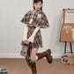 Walnut Plaid Twofer Mini Dress & Capelet Set (Brown)