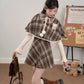 Walnut Plaid Twofer Mini Dress & Capelet Set (Brown)