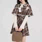 Walnut Plaid Twofer Mini Dress & Capelet Set (Brown)